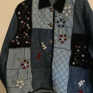 Patchwork Floral Embroidered Jean Jacket
